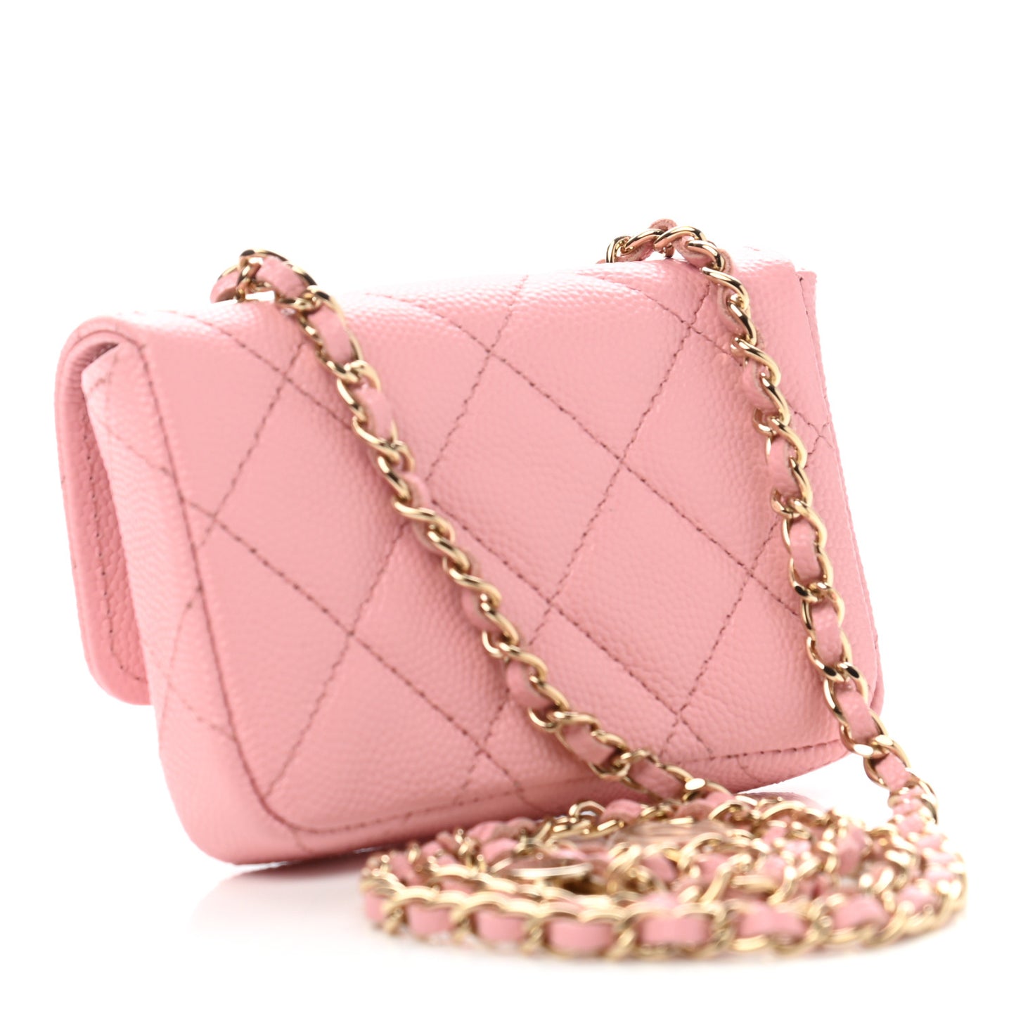 Caviar Quilted Mini Chain Belt Bag Light Pink