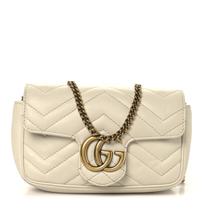 Gucci Calfskin Matelasse Super Mini GG Marmont Shoulder Bag White 1 of 10