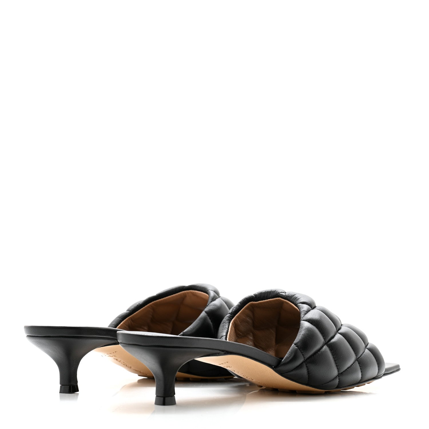 Bottega Veneta Nappa Matelasse Padded Mid Heel Mule Sandals 39.5 Black 4 of 8