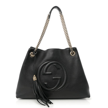 Gucci Pebbled Calfskin Medium Soho Chain Shoulder Bag Black 1 of 10