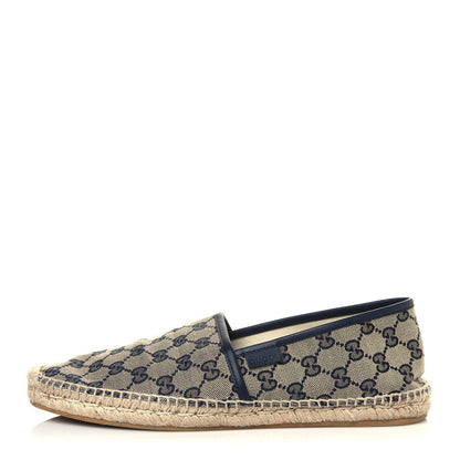 Gucci Monogram Miro Soft Calfskin Mens Espadrilles 10 Beige Blue 1 of 7