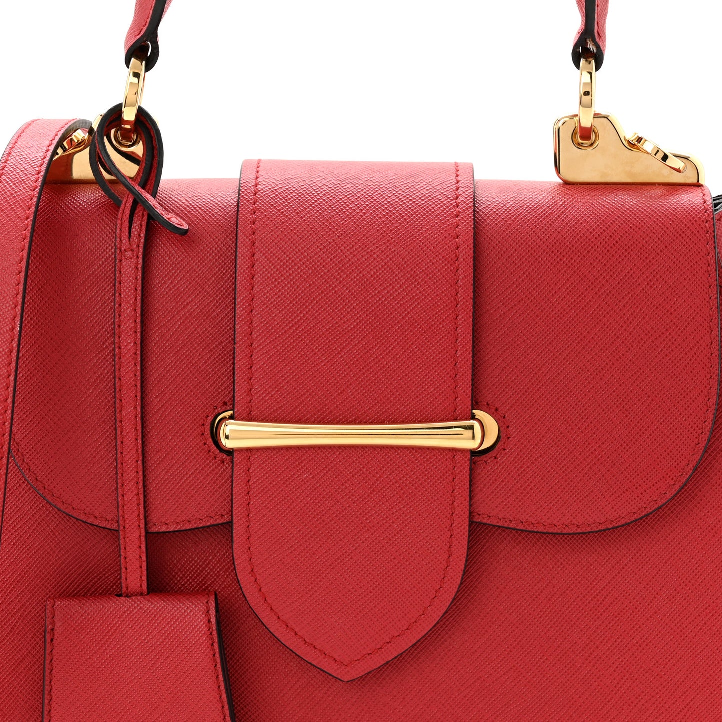 Saffiano Lux Large Sidonie Top Handle Bag Fuoco