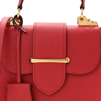 Prada Saffiano Lux Large Sidonie Top Handle Bag Fuoco 8 of 10