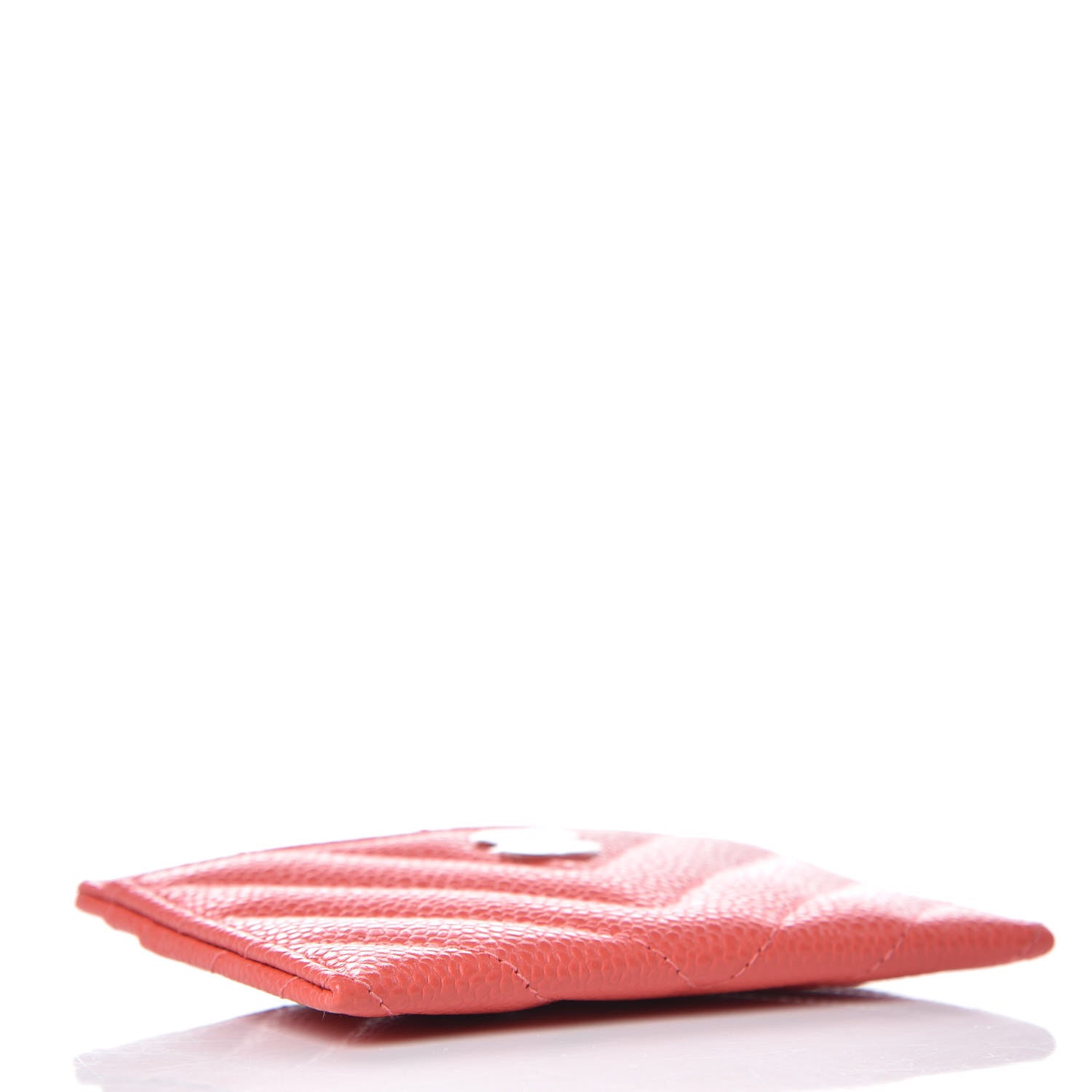 Chanel Caviar Chevron Quilted Card Holder Coral 4 of 8
