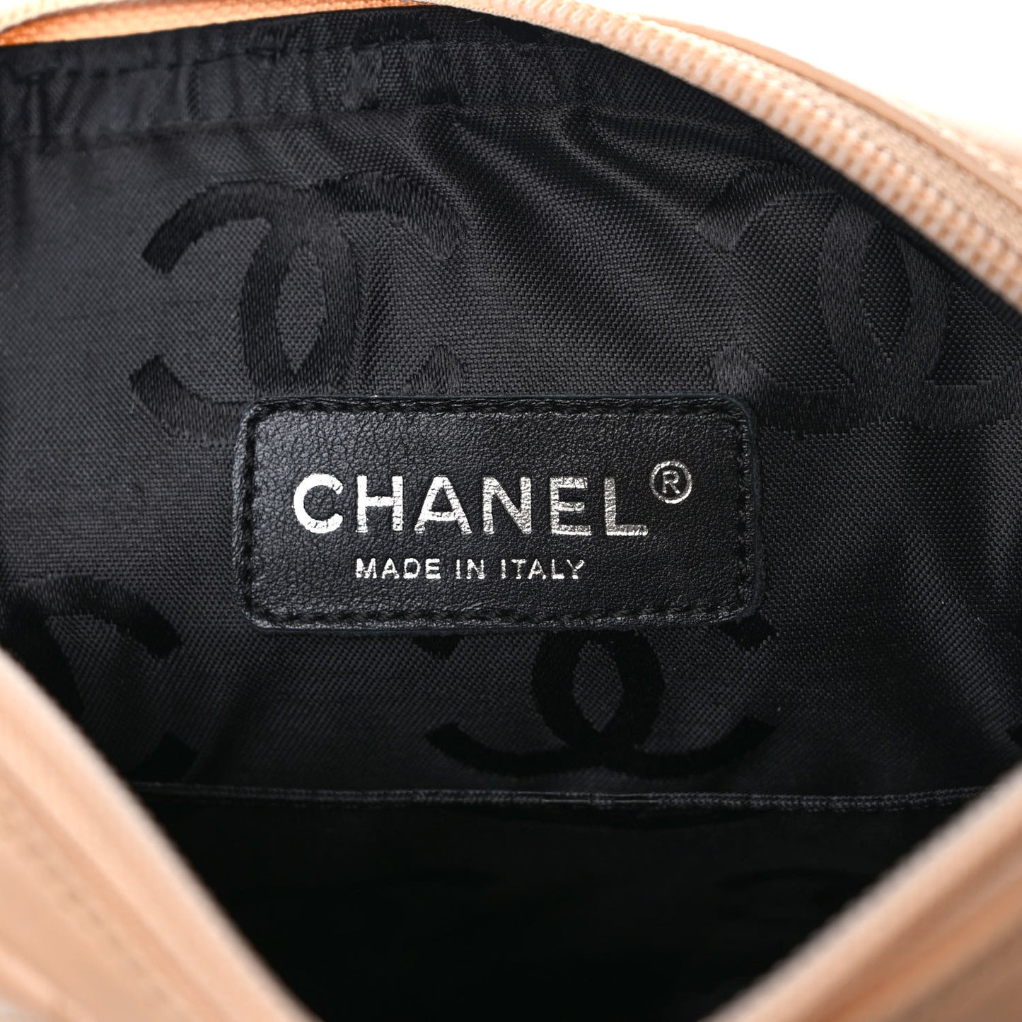 Calfskin Quilted Medium Cambon Messenger Beige Black