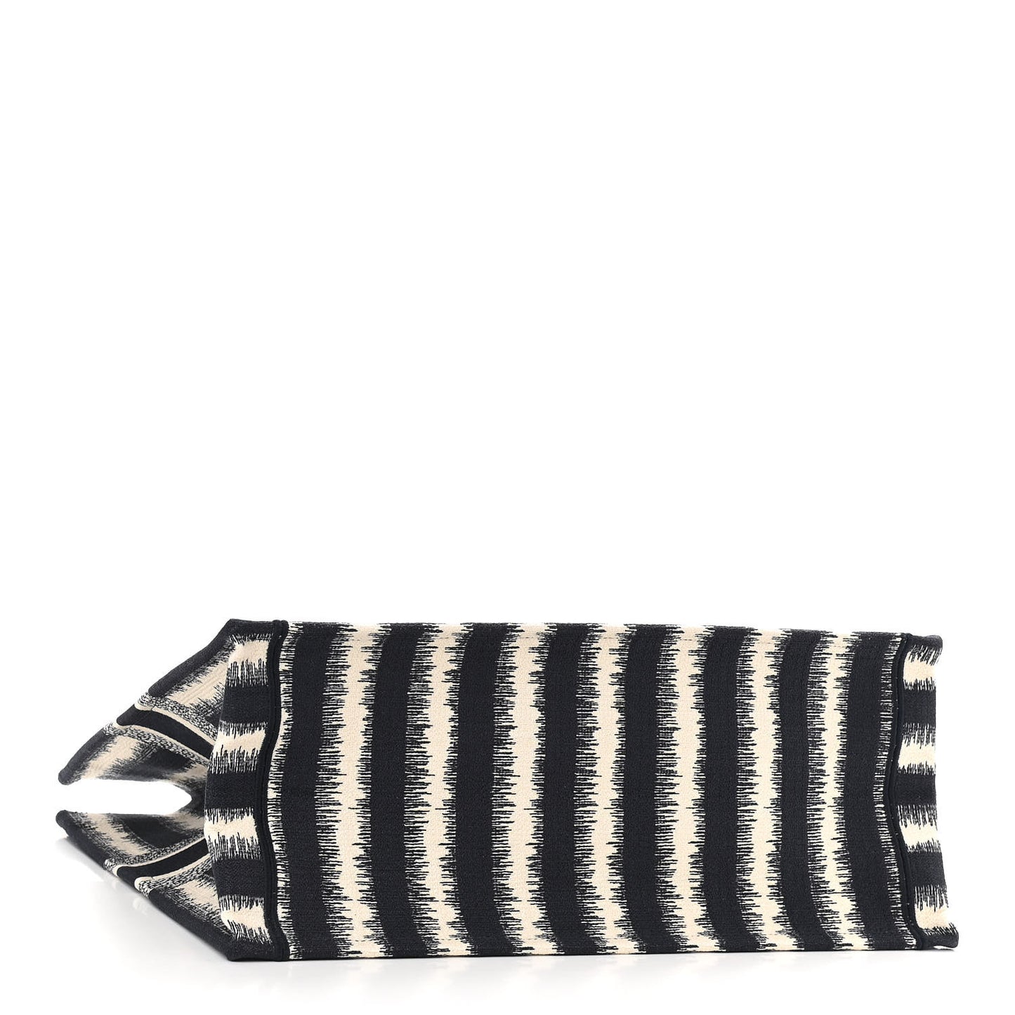 Canvas Embroidered Large Striped Book Tote Navy