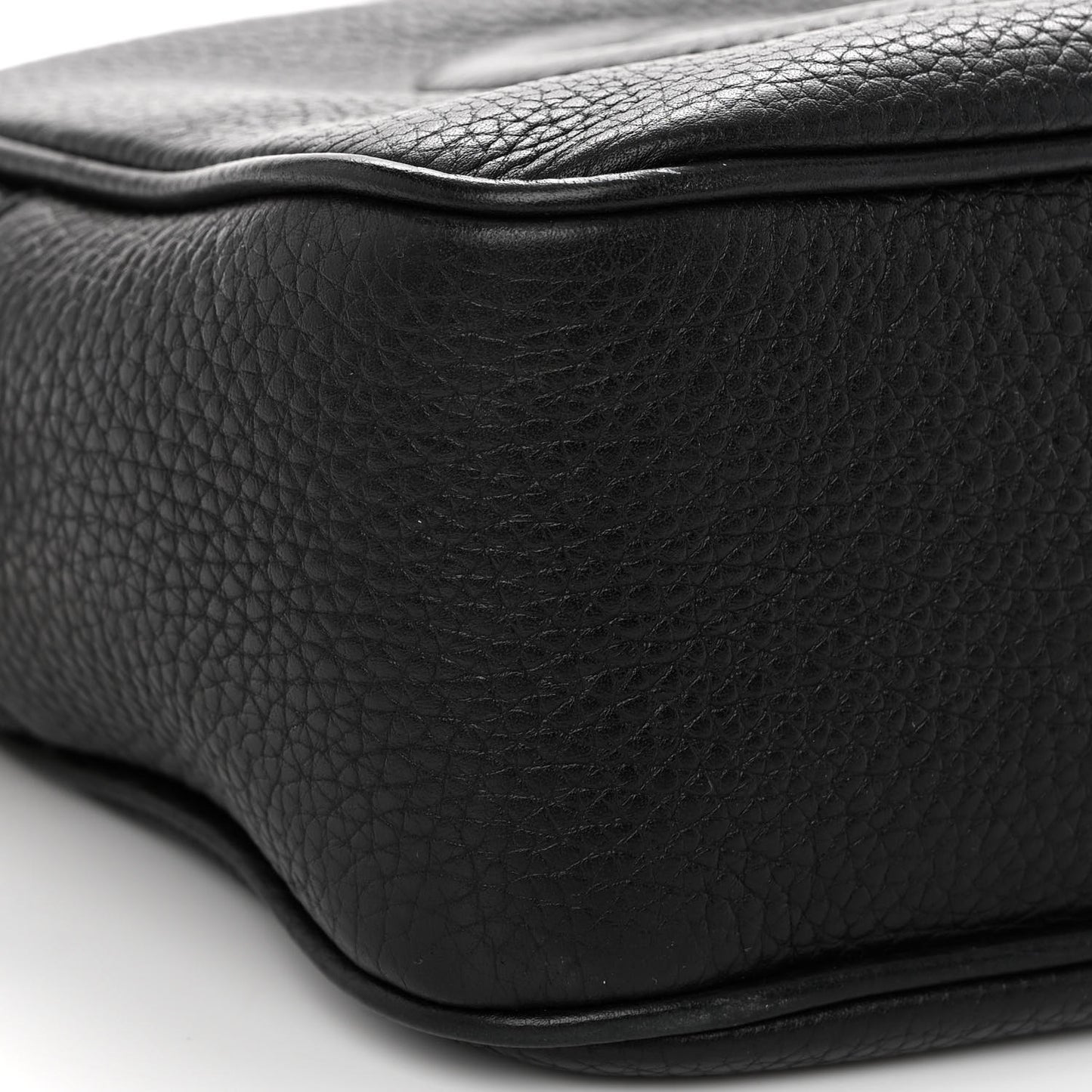 Pebbled Calfskin Small Soho Disco Bag Black