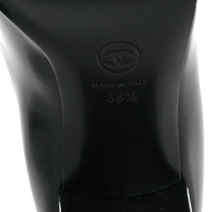 Chanel Patent Calfskin Grosgrain CC Mary Jane Pumps 38.5 Black 7 of 10