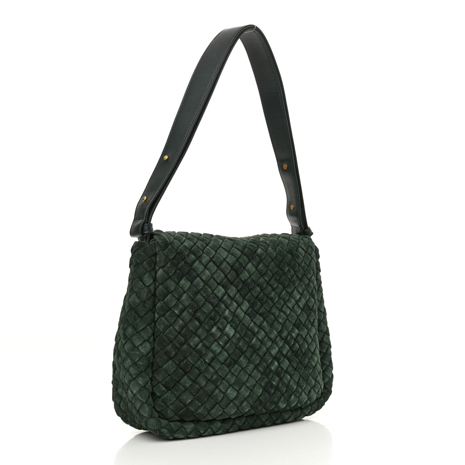 Bottega Veneta Suede Intrecciato Small Cobble Messenger Bag Emerald Green 3 of 13