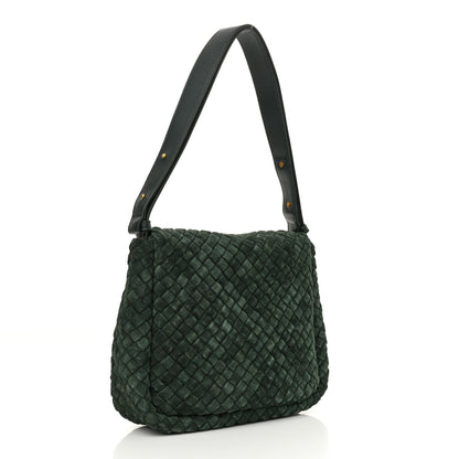 Bottega Veneta Suede Intrecciato Small Cobble Messenger Bag Emerald Green 3 of 13