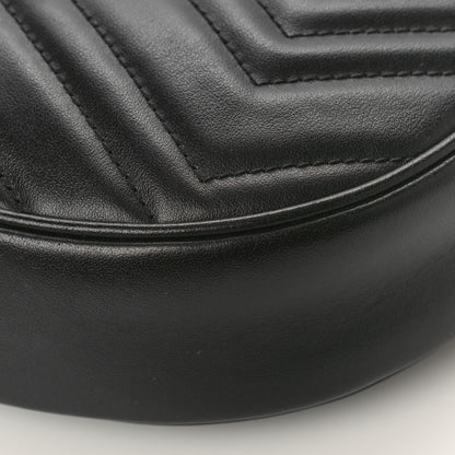 Gucci Calfskin Matelasse Chevron Mini GG Marmont Half Moon Hobo Black 8 of 8