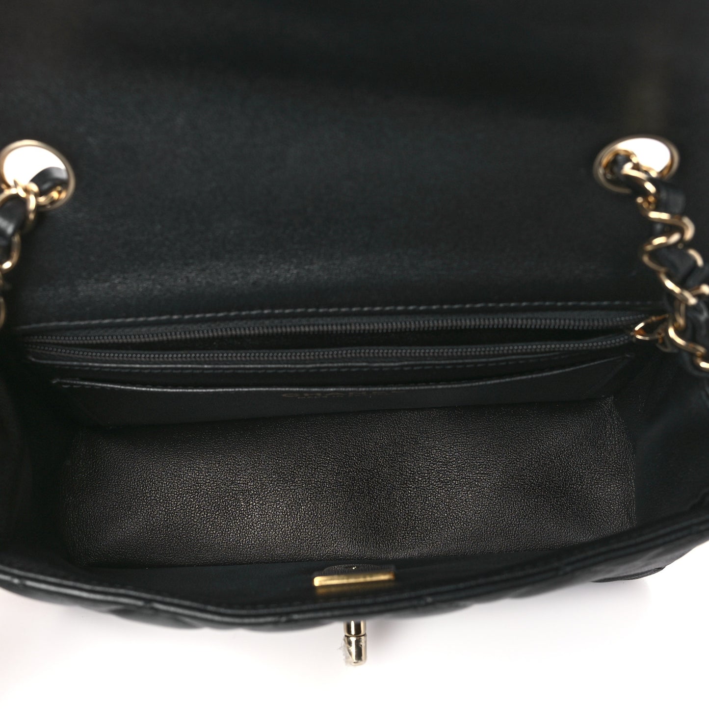 Lambskin Quilted Mini Rectangular Flap Black