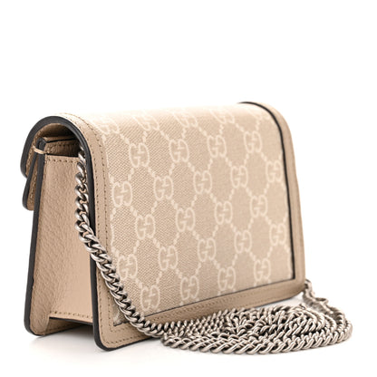 Gucci GG Supreme Monogram Textured Dollar Calfskin Super Mini Dionysus Shoulder Bag Beige Mystic White Oatmeal 3 of 10