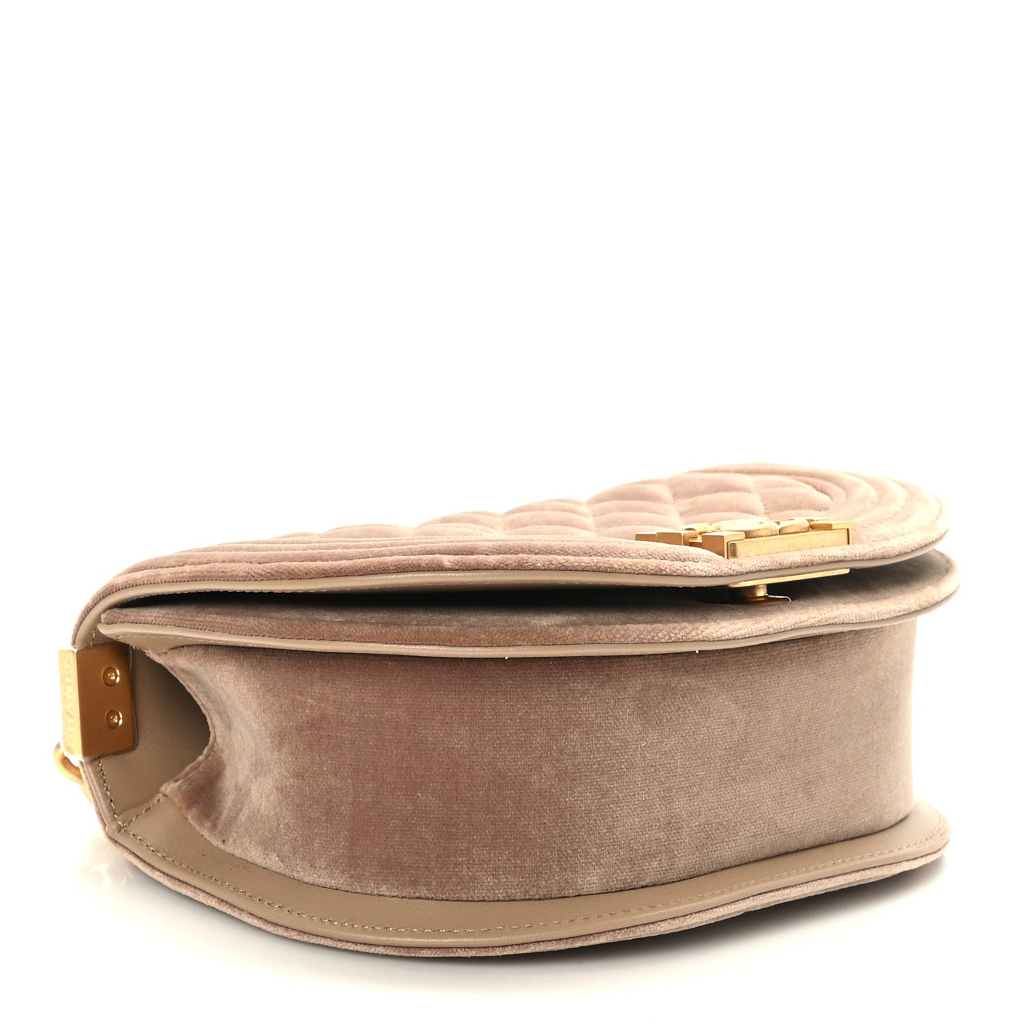 Chanel Velvet Quilted Small Boy Messenger Bag Beige 4 of 10