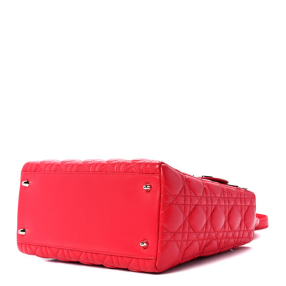 Christian Dior Lambskin Cannage Medium Lady Dior Red 9 of 11