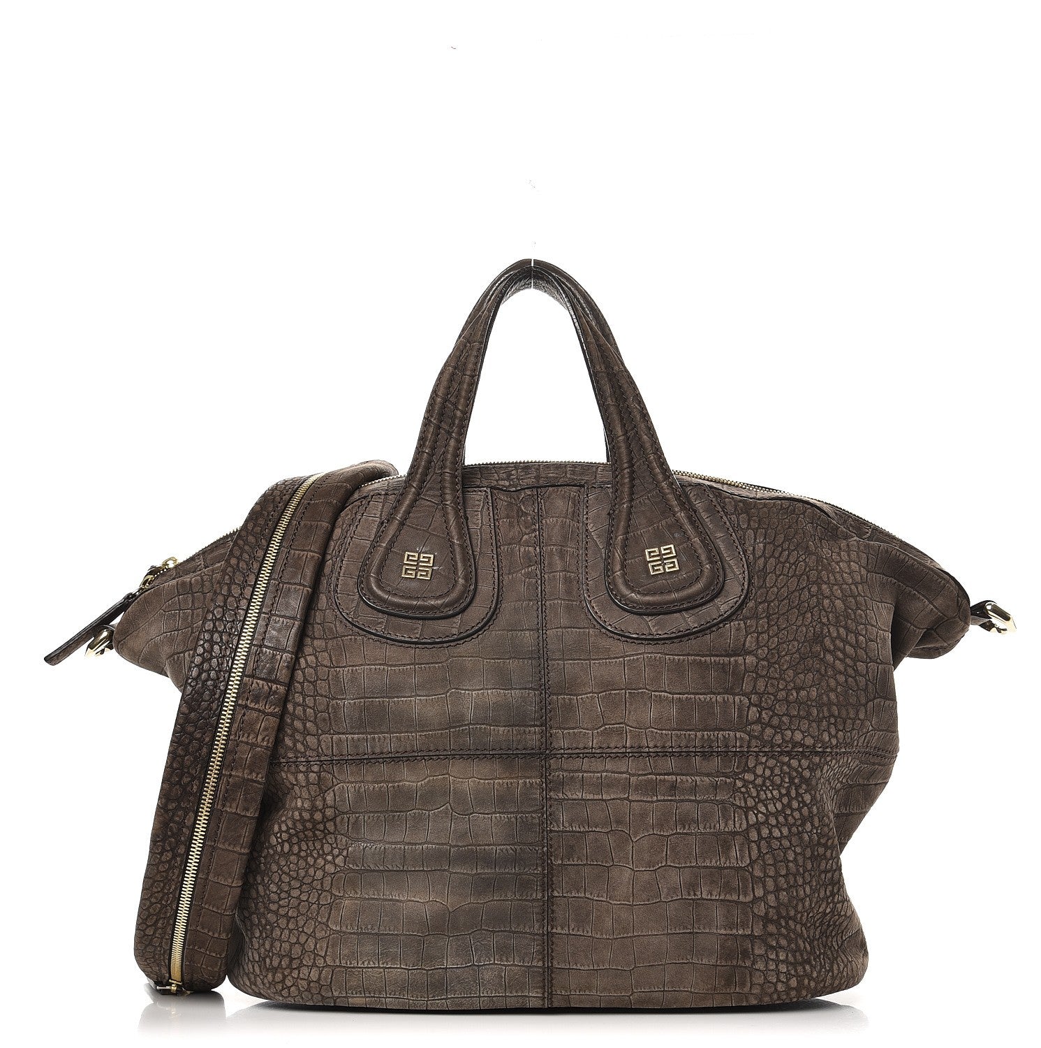 Givenchy Nubuck Crocodile Embossed Medium Nightingale Dark Brown 1 of 8