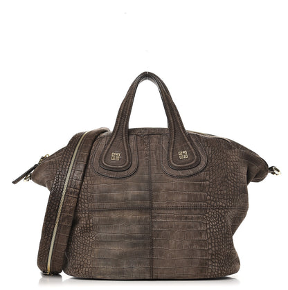 Givenchy Nubuck Crocodile Embossed Medium Nightingale Dark Brown 1 of 8