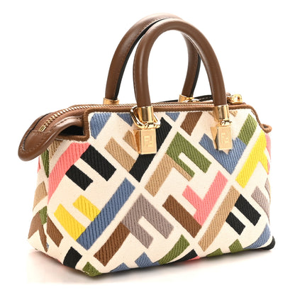 Fendi Canvas Vitello FF Multicolor Embroidered Mini By The Way Top Handle Boston Bag Multicolor 2 of 11
