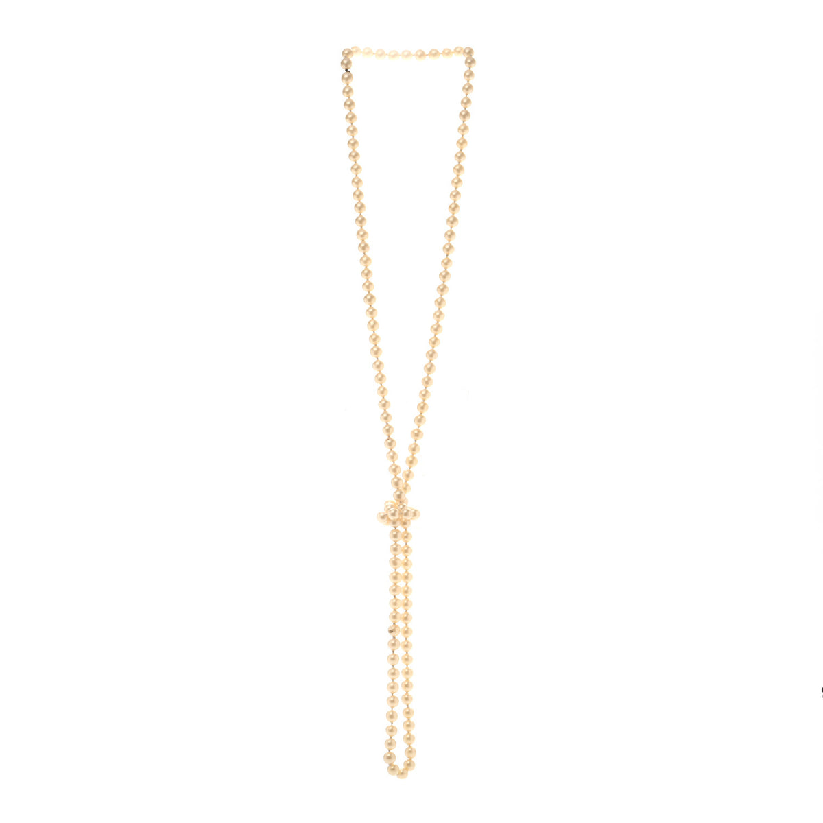 Chanel Pearl CC Long Necklace Gold White 3 of 7