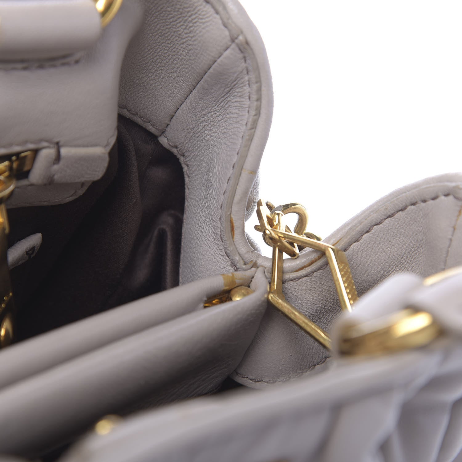 Miu Miu Nappa Matelasse Bauletto Top Handle Bowler Pomice 22 of 24