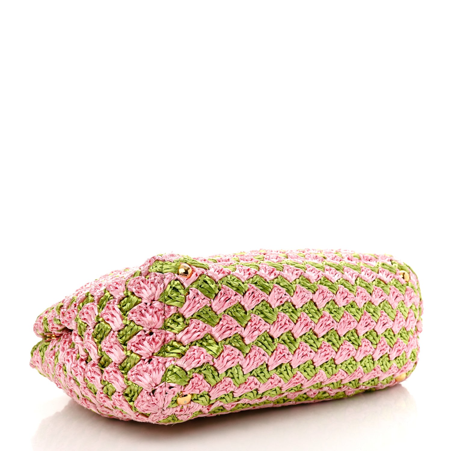 Prada Raffia Crochet Bi-Color Small Tote Prato Rosa 4 of 11