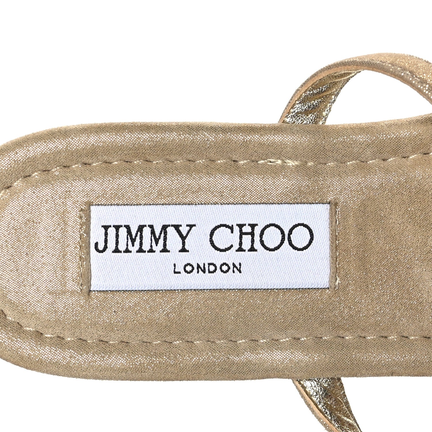 Jimmy Choo Metallic Calfskin Thong Sandals 38.5 Champagne 6 of 8