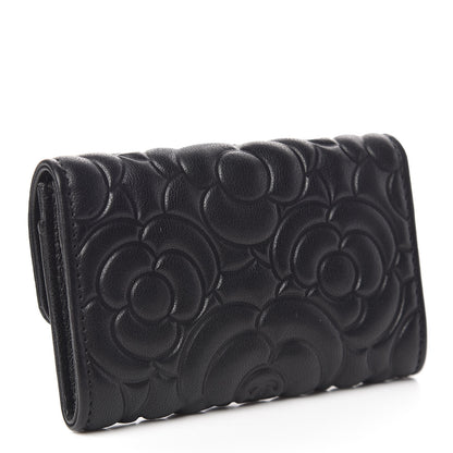 Chanel Goatskin Camellia Embossed Flap Card Holder Black 3 of 9