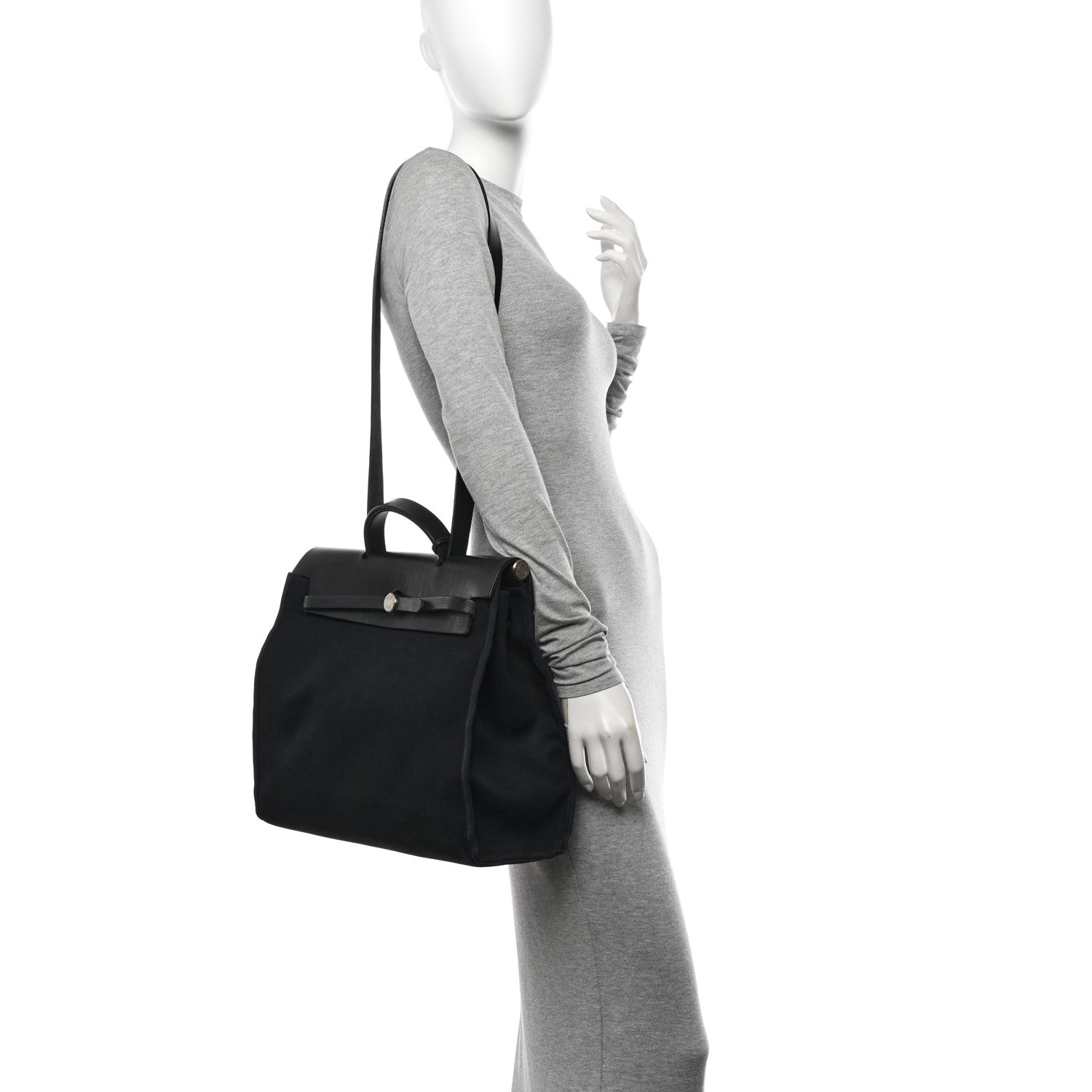 Hermes Toile Vache Calfskin Herbag 39 MM Black 2 of 10