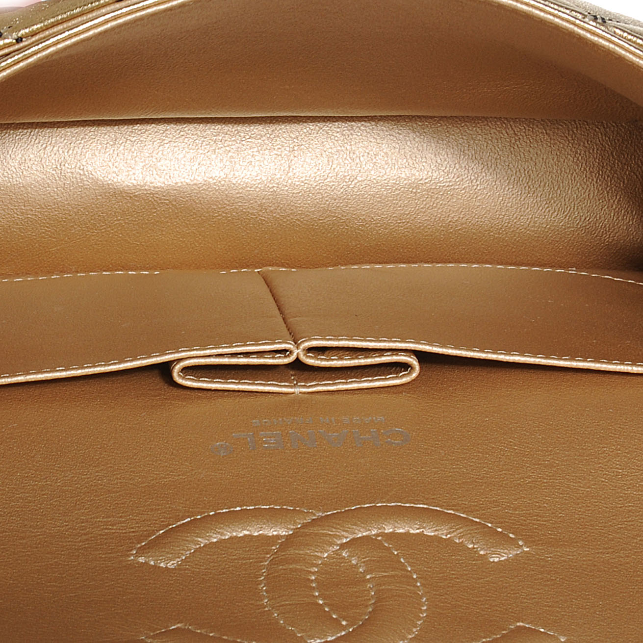 Metallic Washed Lambskin Quilted Medium Double Flap Dark Gold Black