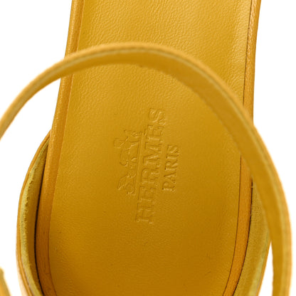 Hermes Goatskin Elda Espadrille Wedge Sandals 39 Jaune Sable 8 of 10