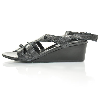 Balenciaga Agneau Brogues Wedge Sandals 39.5 Anthracite 2 of 6