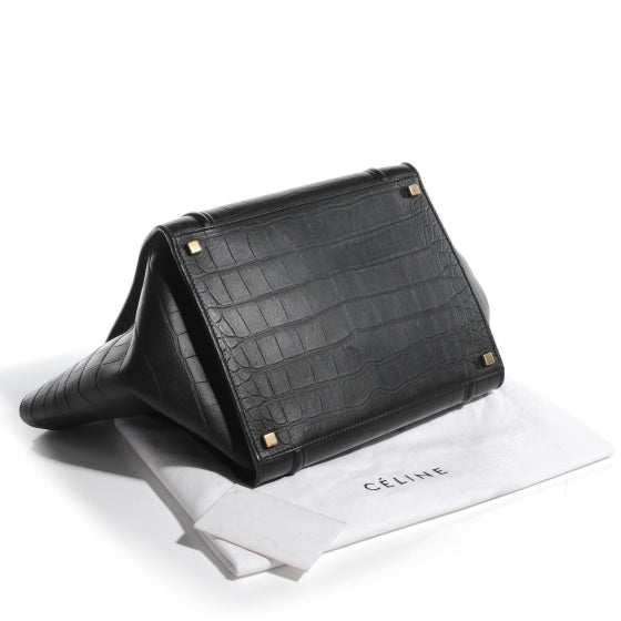 Crocodile Embossed Small Phantom Luggage Black