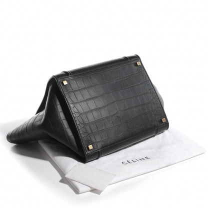 Celine Crocodile Embossed Small Phantom Luggage Black 4 of 7