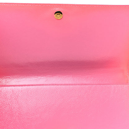 Saint Laurent Textured Patent Monogram Large Belle De Jour Clutch Pink 11 of 12