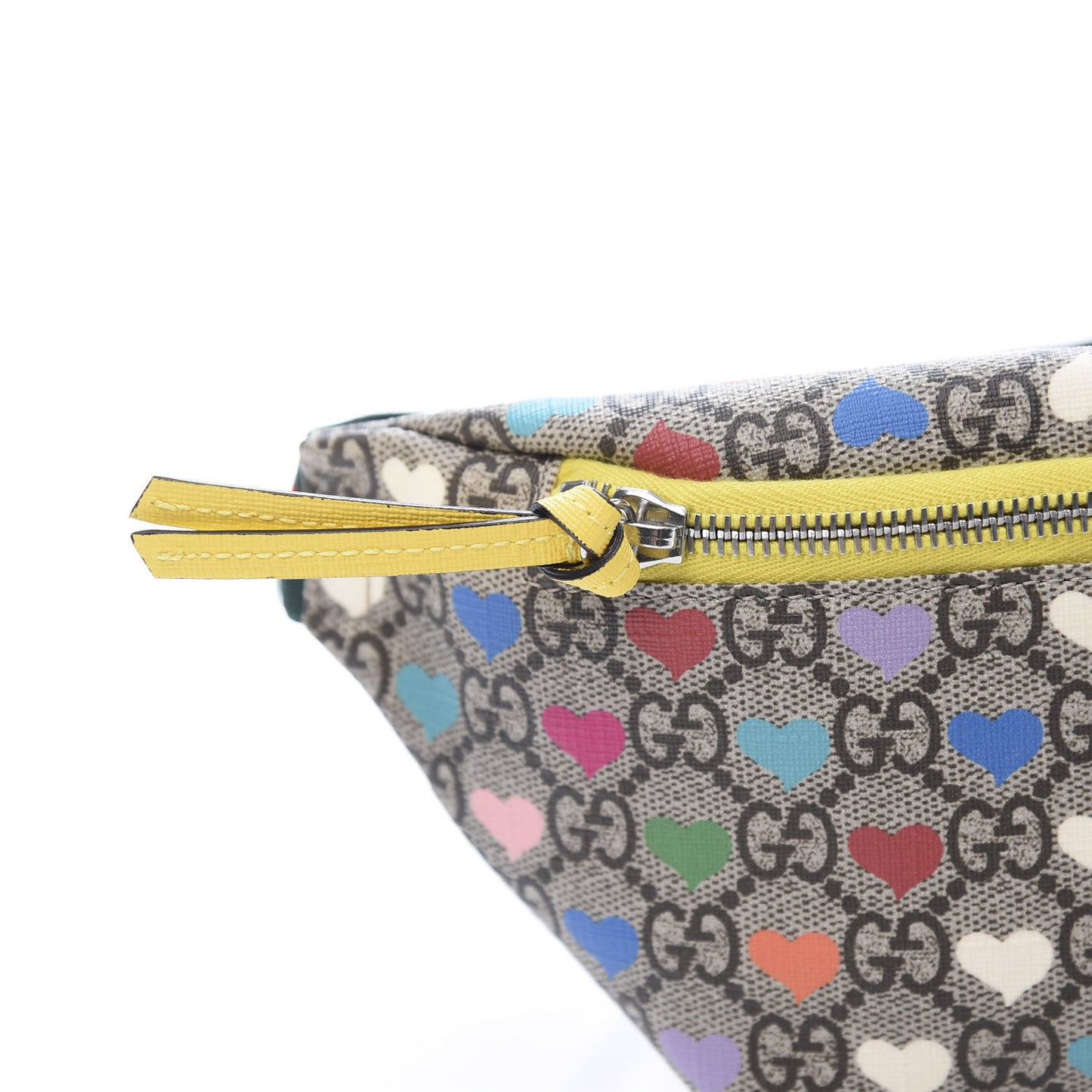 Soft GG Supreme Monogram Hearts Web Childrens Belt Bag Beige Ebony Multicolor Freesia