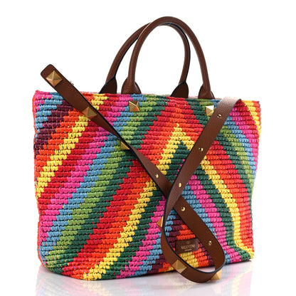 Valentino Garavani Raffia Calfskin Rockstud Summer Tote Multicolor 3 of 8