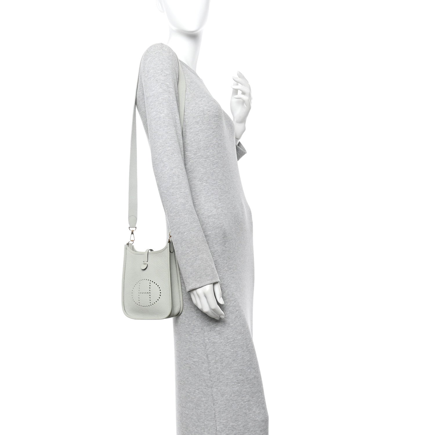 Hermes Taurillon Clemence Evelyne TPM Gris Neve 2 of 11