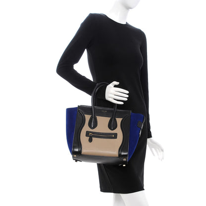 Celine Elephant Calfskin Suede Micro Tri-Color Luggage Sand 2 of 14