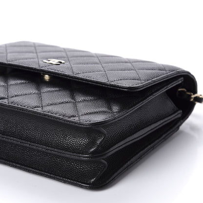 Chanel Caviar Quilted Square Wallet On Chain WOC Black 10 of 11