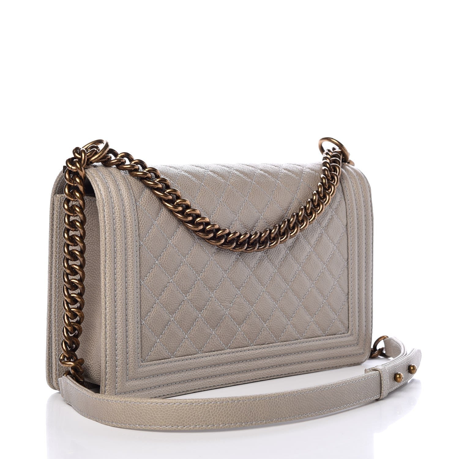 Chanel Caviar Quilted New Medium Boy Flap Light Grey 3 of 8