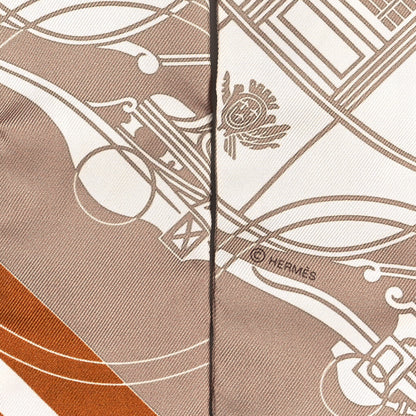 Hermes Silk Ex-Libris Twilly Beige White Caramel 4 of 4
