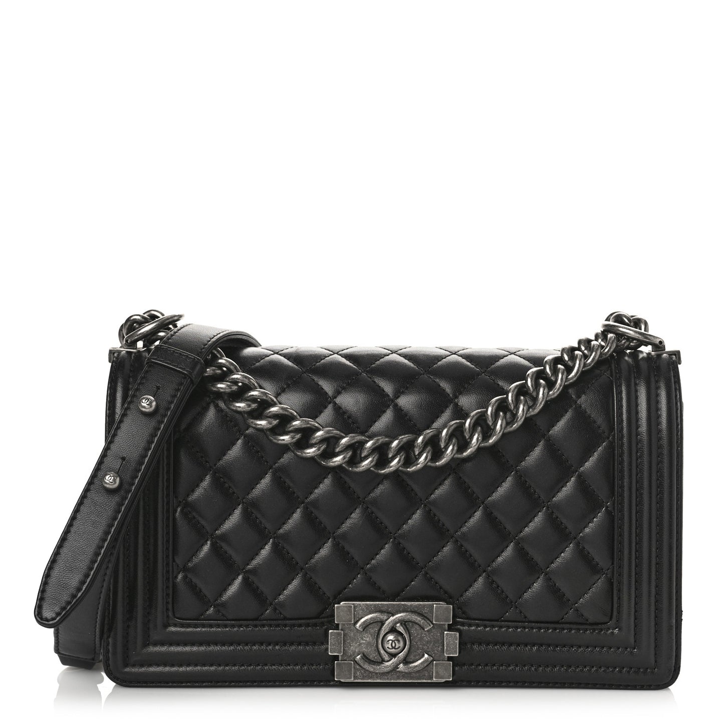 Calfskin Quilted Medium Boy Flap Black