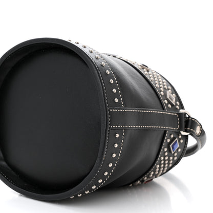 Saint Laurent Smooth Calfskin Studded Small Bahia Drawstring Bucket Bag Black Multicolor 9 of 10