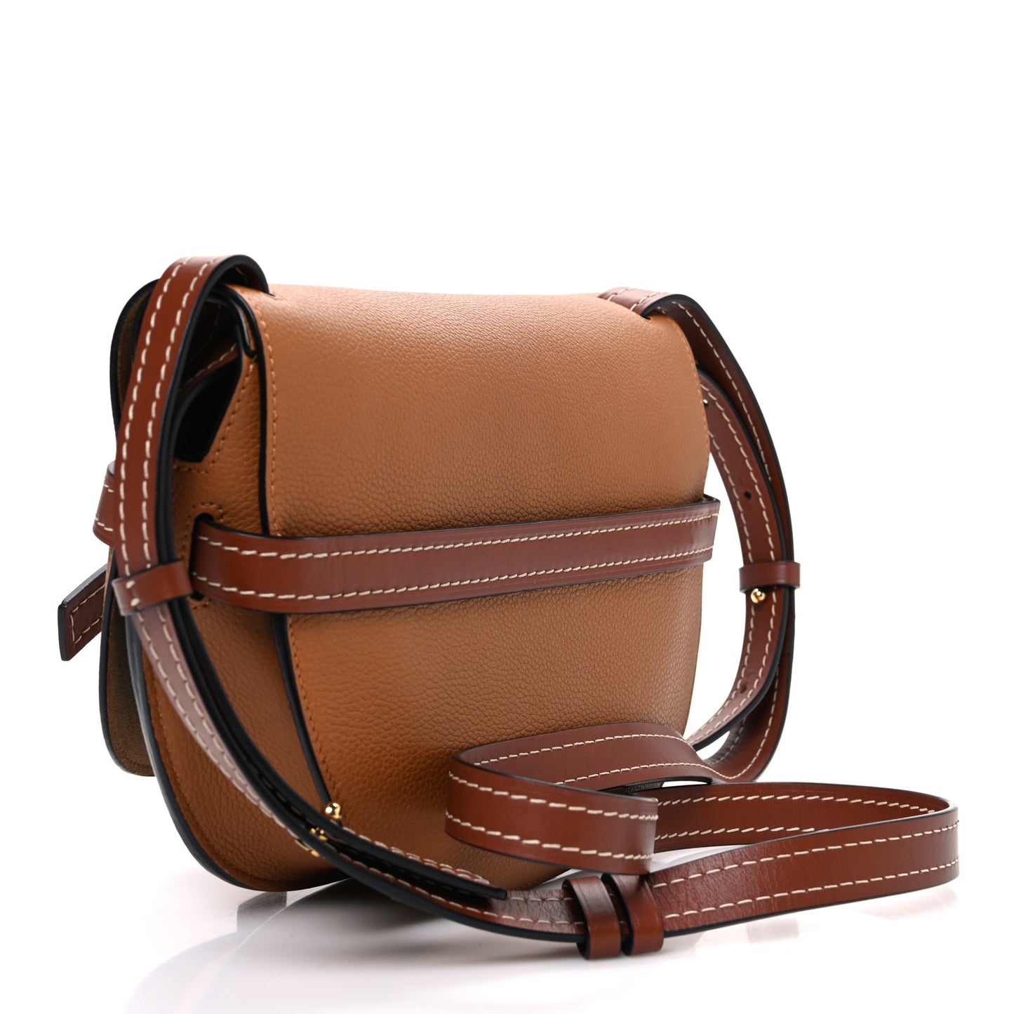 Grained Calfskin Small Gate Crossbody Bag Caramel Pecan