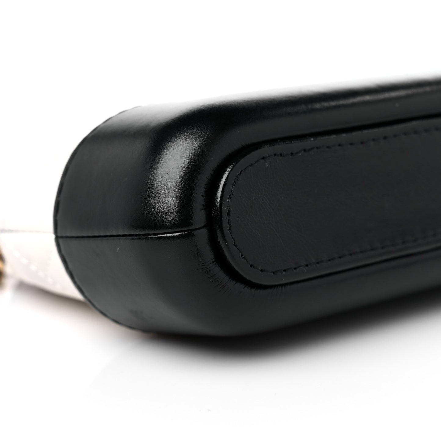 Aged Calfskin Quilted Small Gabrielle Clutch With Chain White Black