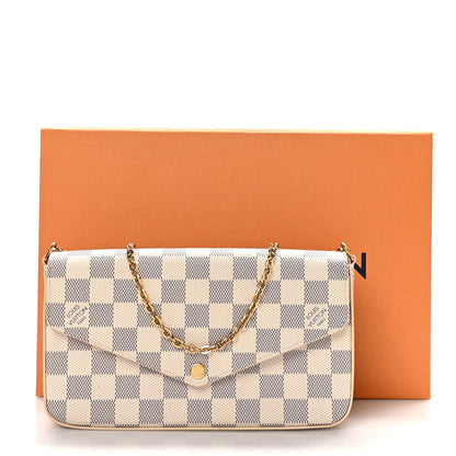 Louis Vuitton Damier Azur Pochette Felicie Chain Wallet Rose Ballerine 9 of 9
