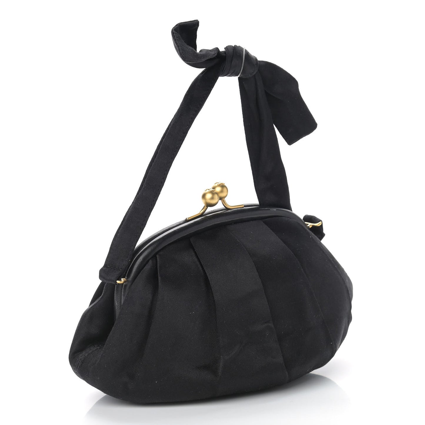 Satin Kisslock Evening Bag Black