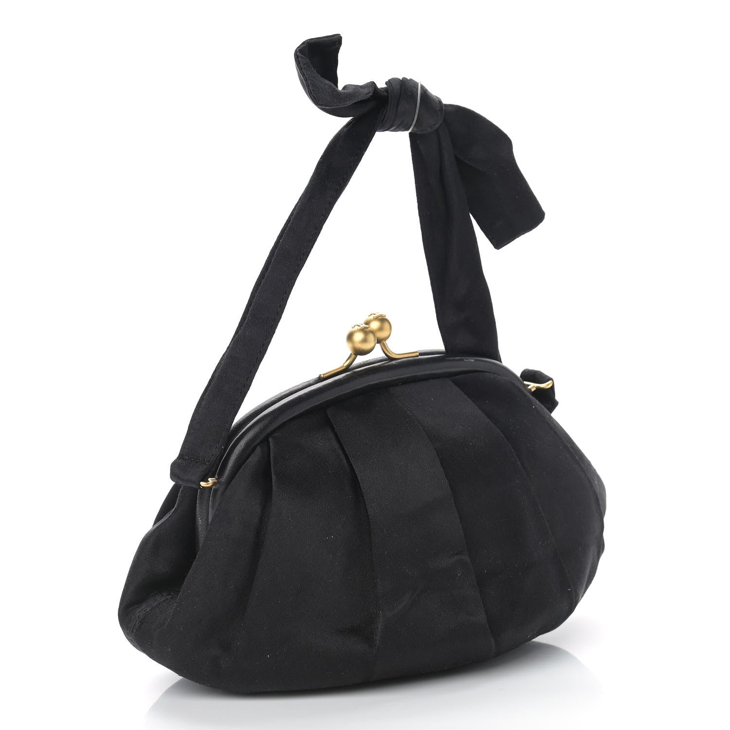 Chanel Satin Kisslock Evening Bag Black 3 of 10