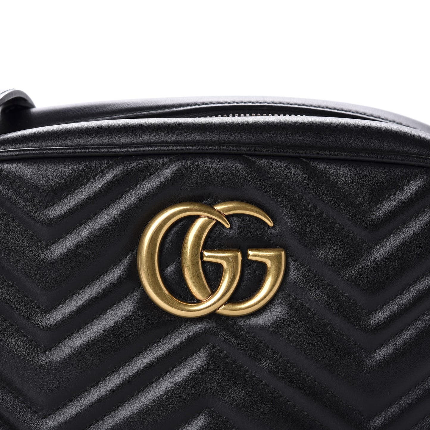 Calfskin Matelasse Small GG Marmont Chain Shoulder Bag Black