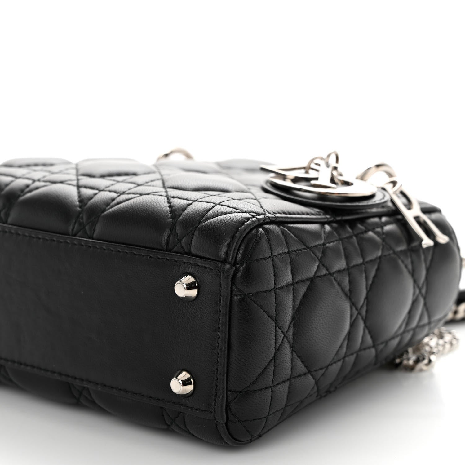 Christian Dior Lambskin Cannage Mini Lady Dior Black 9 of 10